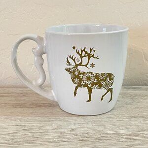 New Reindeer Snowflake Mug Modern Gourmet Foods Christmas Holiday Ceramic Cup